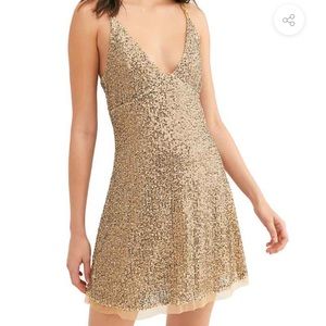 COPY - Free People Gold Rush Sequin Dress. Size Large.